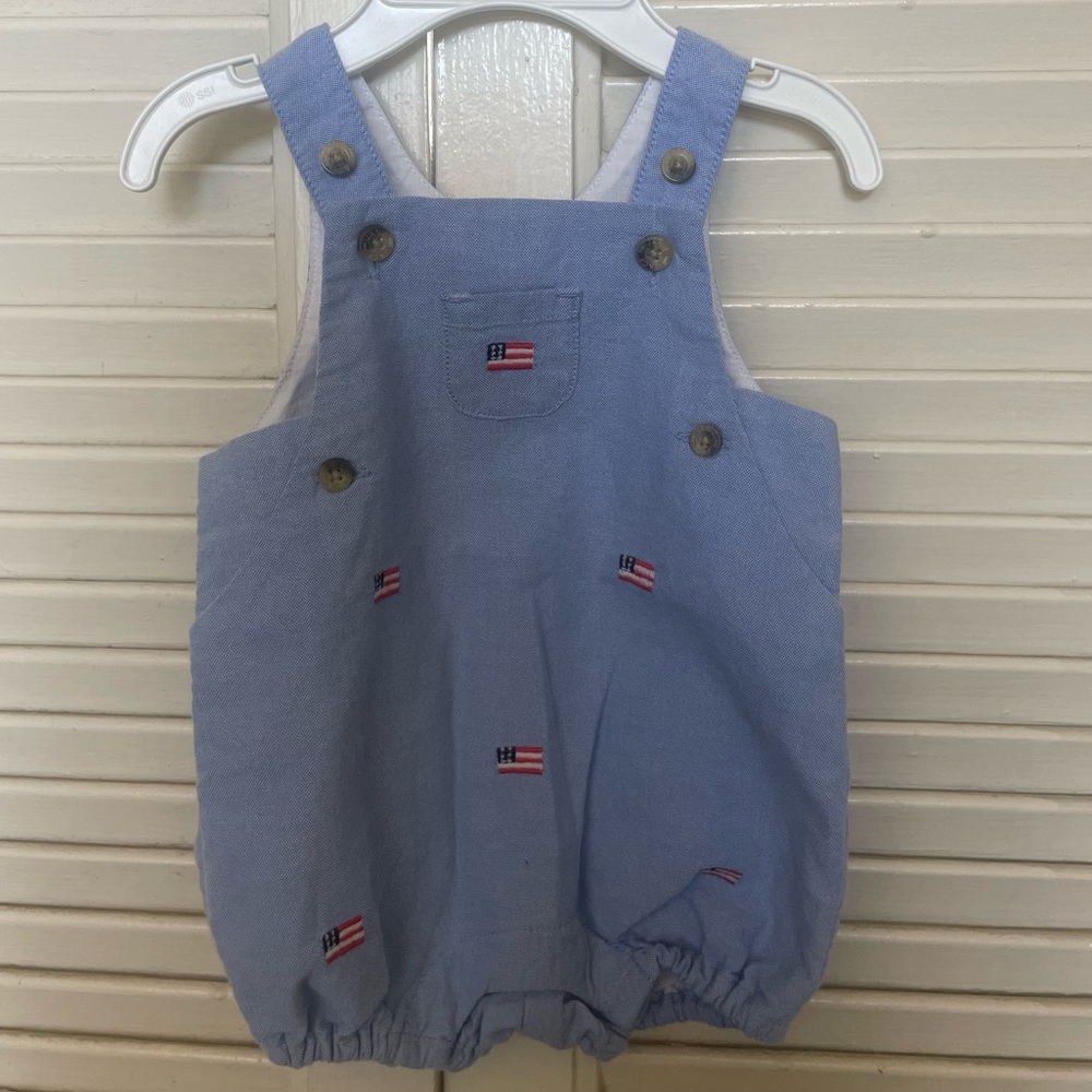 JANIE AND JACK American Flag Overalls - Unisex - 0-3 months -